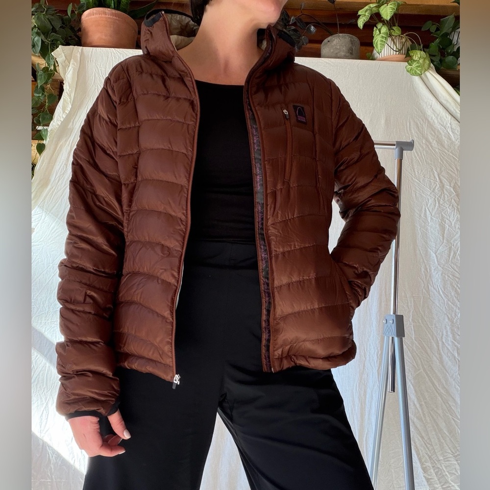 Women's Sierra Design Brown Hooded Puffer Jacket - Packable